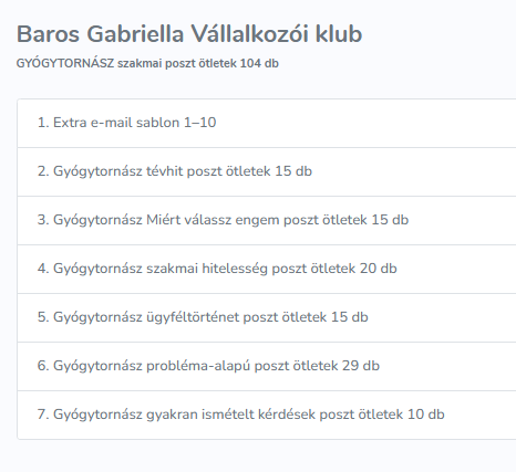 Gyógytornász posztok